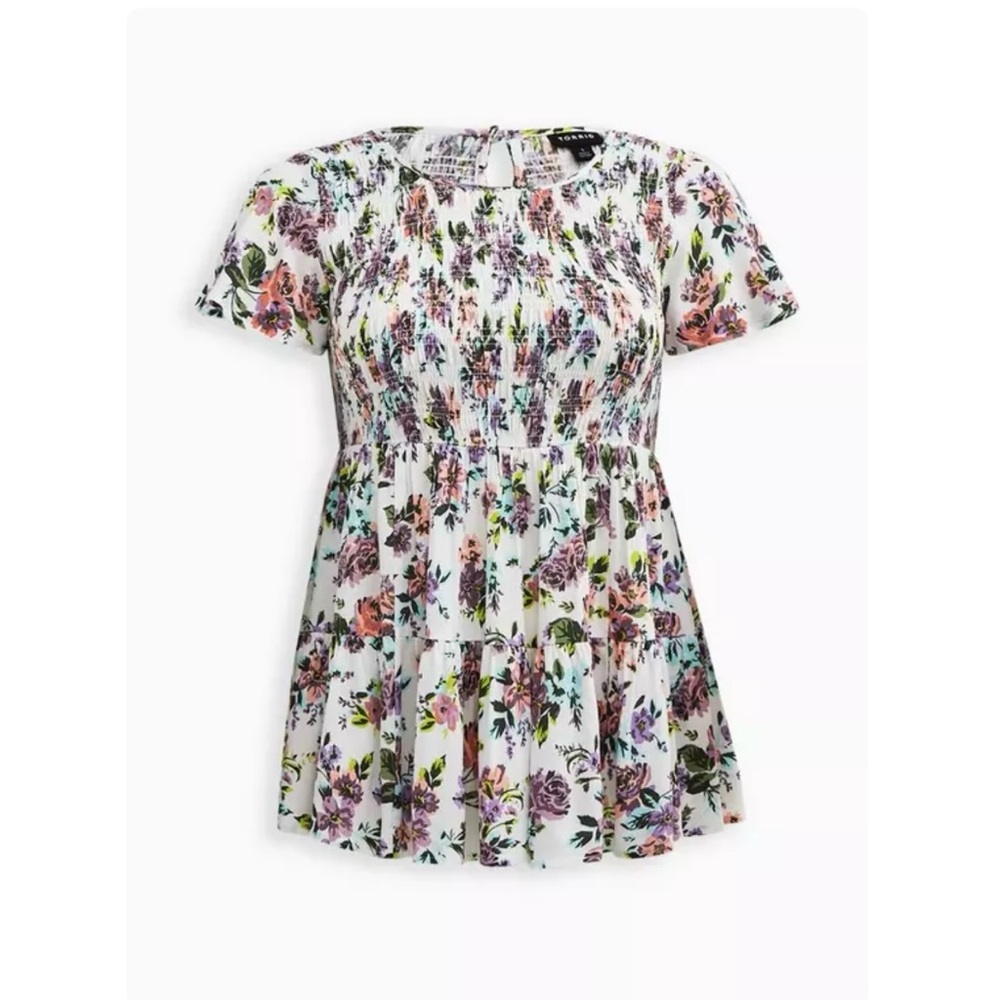 Babydoll Crinkle Gauze Smocked Top